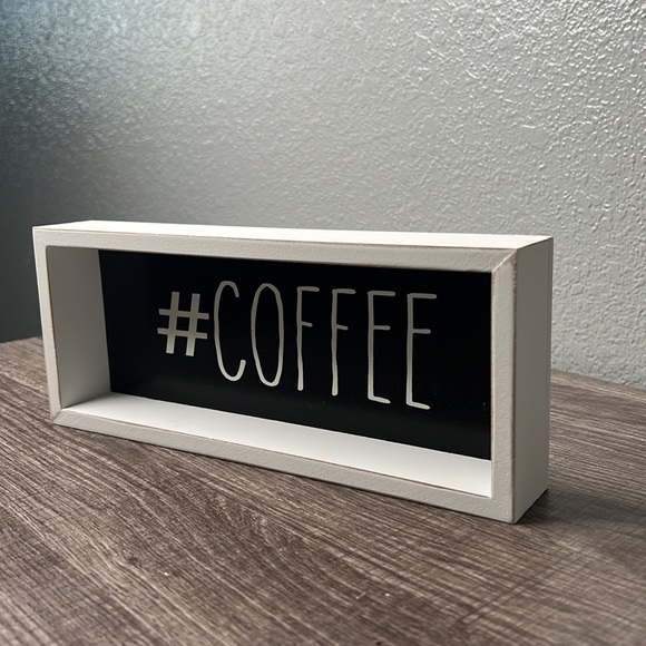 #COFFEE Black & White Sign Farmhouse Tiered Tray Decor Quill to Paper - Picture 2 of 4